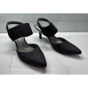 LifeStride Solace Black Pumps Heels, Closed Toe with Ankle Strap, Size 8.5M